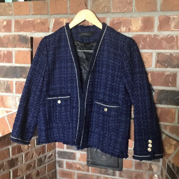 zara blue jacket womens
